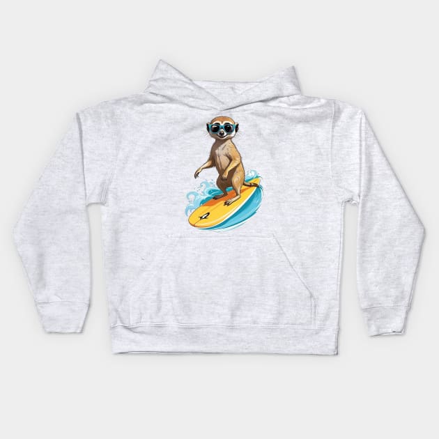 Surfing Meerkat Kids Hoodie by likbatonboot